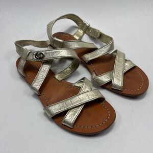 Coach Gold Metallic Leather‎ Turnlock Strappy Gladiator Flat Sandals Womens 9B